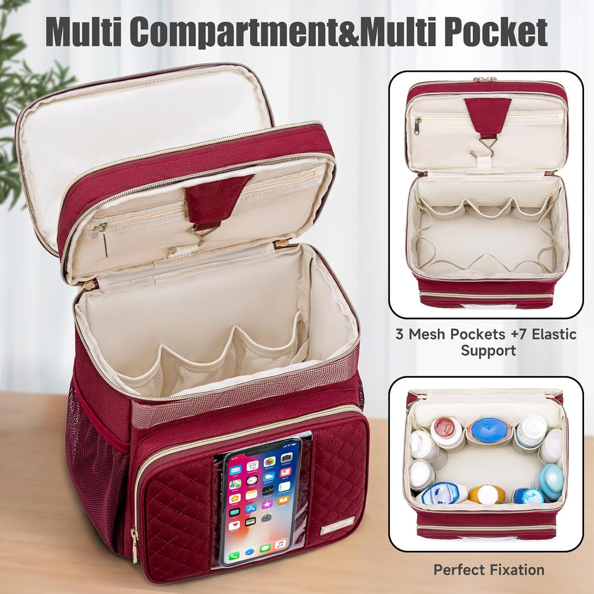 Large Leather Toiletry Bag for Women Men,Bathroom Bag,Water Resistant Shower Bag,Makeup Bag,Portable Shower Caddy for College Dorm,Hanging Travel Toiletry Bag with Transparent Waterproof Phone Pocket