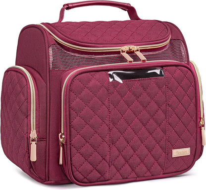 Large Leather Toiletry Bag for Women Men,Bathroom Bag,Water Resistant Shower Bag,Makeup Bag,Portable Shower Caddy for College Dorm,Hanging Travel Toiletry Bag with Transparent Waterproof Phone Pocket