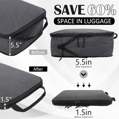 Compression Packing Cubes for Travel Accessories, 2 Set Compression Bags Travel Cubes for Packing Suitcase Luggage Organizer Bags Set, Black