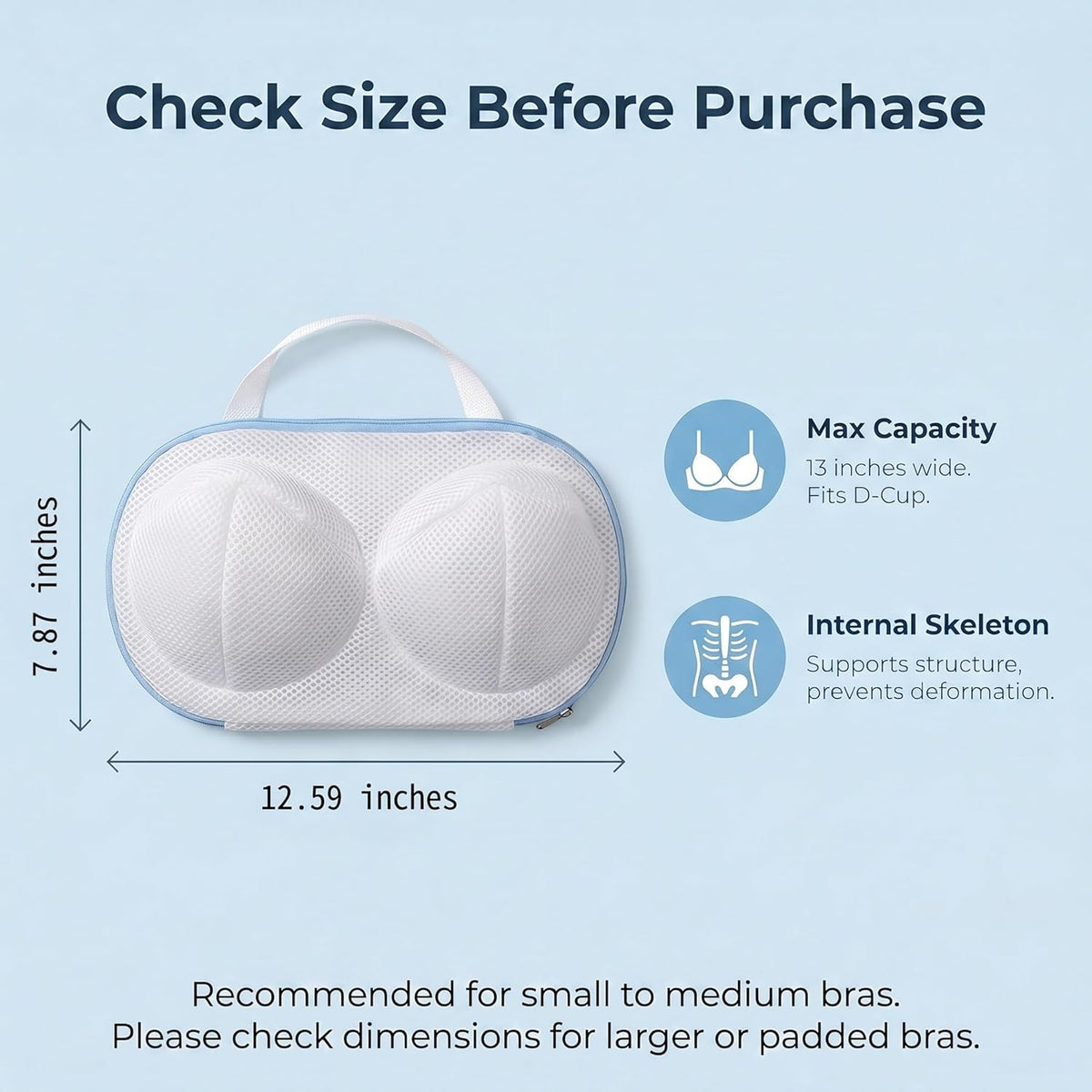 2 Pack Bra Wash Bags with Hooks, 3D Protective Mesh Bra Laundry Bags for Washing Machine, Zippered Lingerie Wash Bags for Small to Medium Bras, Delicates, Underwear, Socks and Travel Storage