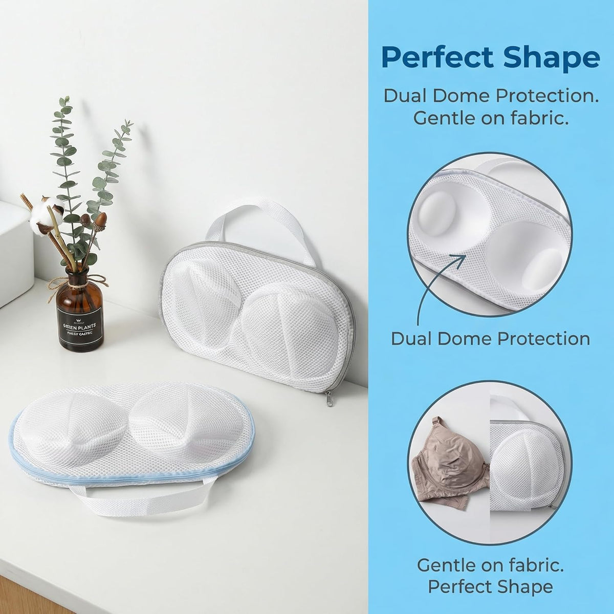2 Pack Bra Wash Bags with Hooks, 3D Protective Mesh Bra Laundry Bags for Washing Machine, Zippered Lingerie Wash Bags for Small to Medium Bras, Delicates, Underwear, Socks and Travel Storage