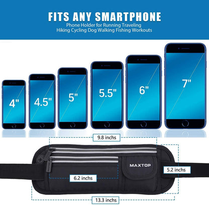 Slim Running Belt Fanny Packs for Women Men, Reflective Waist Pack Phone Holder for Walking Fitness Workout Exercise,Water Resistant Running Travel Belt Bag Jogging Pouch, Gym Accessories for Runner