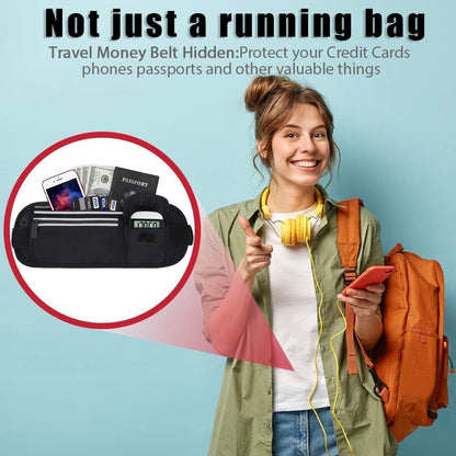 Slim Running Belt Fanny Packs for Women Men, Reflective Waist Pack Phone Holder for Walking Fitness Workout Exercise,Water Resistant Running Travel Belt Bag Jogging Pouch, Gym Accessories for Runner