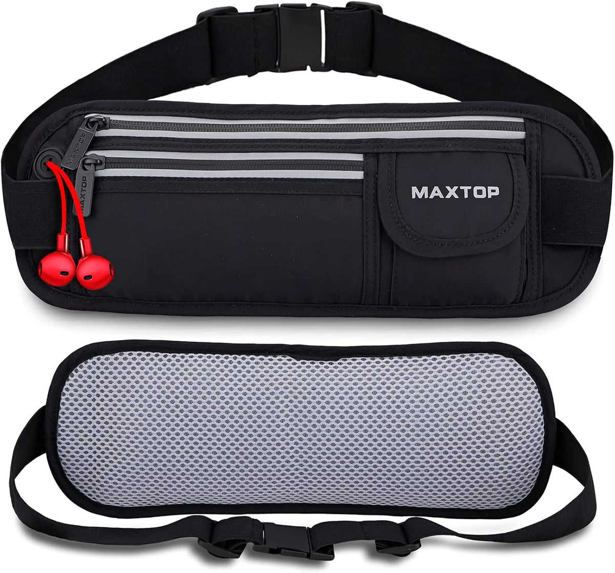 Slim Running Belt Fanny Packs for Women Men, Reflective Waist Pack Phone Holder for Walking Fitness Workout Exercise,Water Resistant Running Travel Belt Bag Jogging Pouch, Gym Accessories for Runner