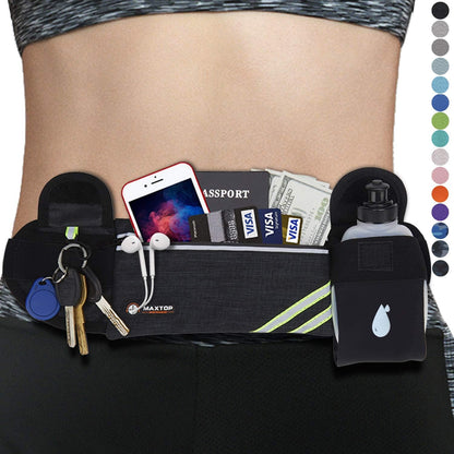 Slim Running Belt Fanny Packs for Women Men, Reflective Waist Pack Phone Holder for Walking Fitness Workout Exercise,Water Resistant Running Travel Belt Bag Jogging Pouch, Gym Accessories for Runner