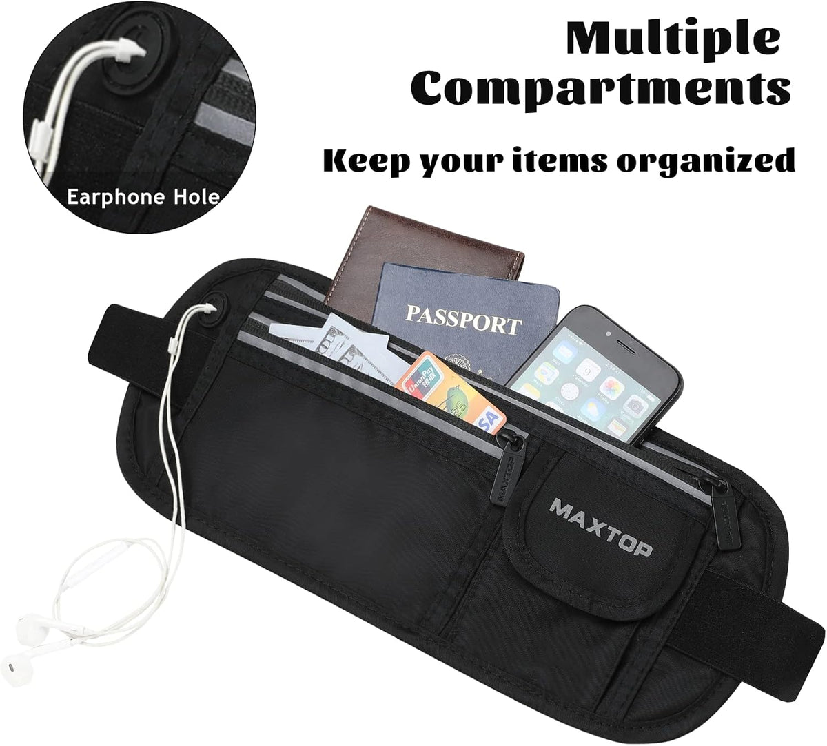 Slim Running Belt Fanny Packs for Women Men, Reflective Waist Pack Phone Holder for Walking Fitness Workout Exercise,Water Resistant Running Travel Belt Bag Jogging Pouch, Gym Accessories for Runner