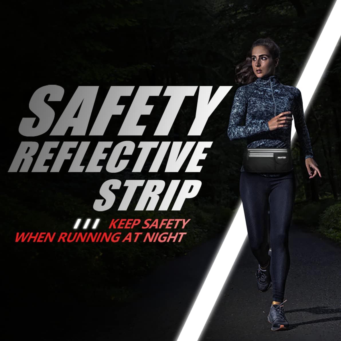 Slim Running Belt Fanny Packs for Women Men, Reflective Waist Pack Phone Holder for Walking Fitness Workout Exercise,Water Resistant Running Travel Belt Bag Jogging Pouch, Gym Accessories for Runner