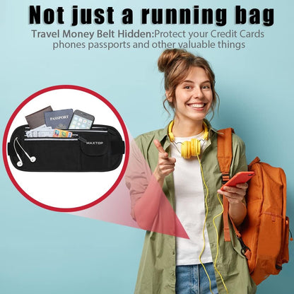 Slim Running Belt Fanny Packs for Women Men, Reflective Waist Pack Phone Holder for Walking Fitness Workout Exercise,Water Resistant Running Travel Belt Bag Jogging Pouch, Gym Accessories for Runner