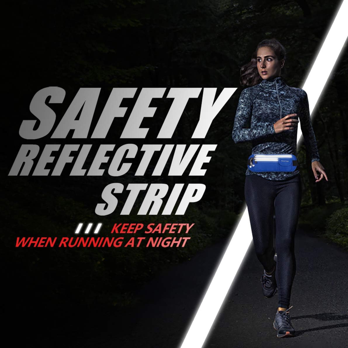 Slim Running Belt Fanny Packs for Women Men, Reflective Waist Pack Phone Holder for Walking Fitness Workout Exercise,Water Resistant Running Travel Belt Bag Jogging Pouch, Gym Accessories for Runner