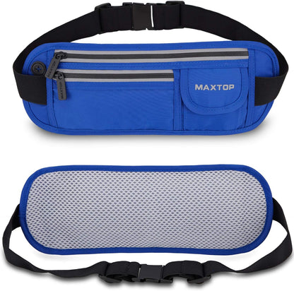 Slim Running Belt Fanny Packs for Women Men, Reflective Waist Pack Phone Holder for Walking Fitness Workout Exercise,Water Resistant Running Travel Belt Bag Jogging Pouch, Gym Accessories for Runner