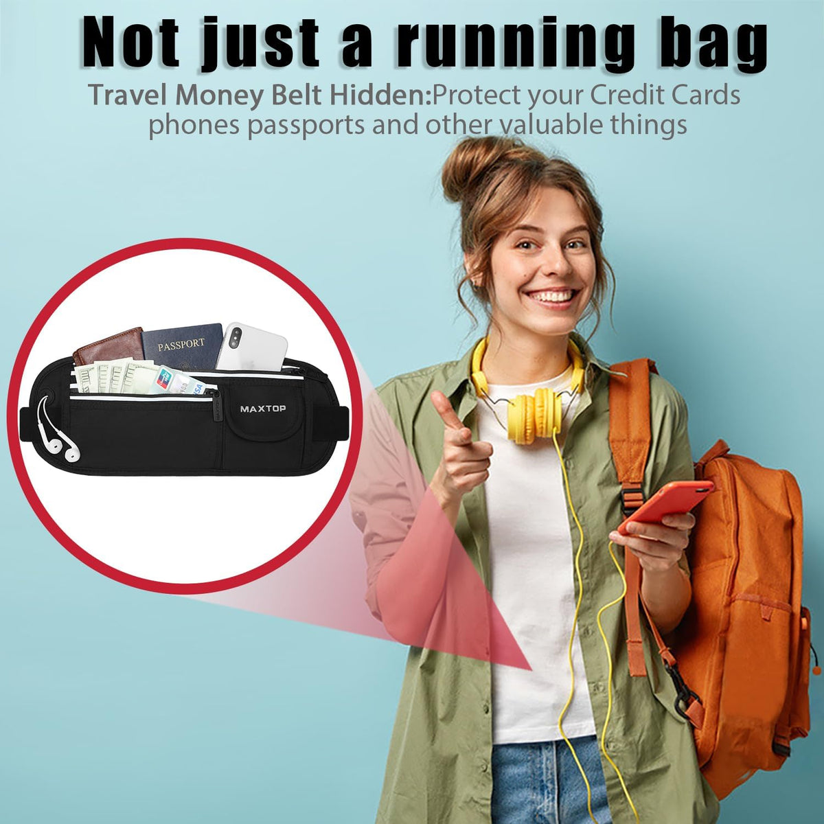 Slim Running Belt Fanny Packs for Women Men, Reflective Waist Pack Phone Holder for Walking Fitness Workout Exercise,Water Resistant Running Travel Belt Bag Jogging Pouch, Gym Accessories for Runner