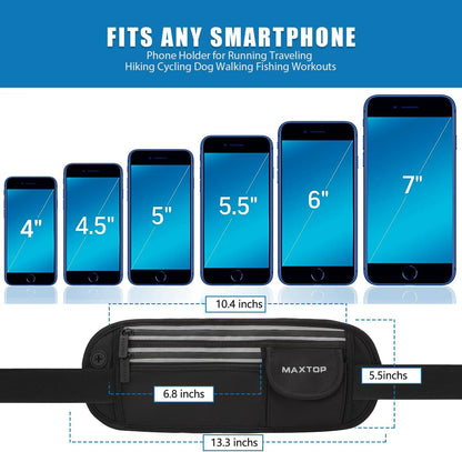 Slim Running Belt Fanny Packs for Women Men, Reflective Waist Pack Phone Holder for Walking Fitness Workout Exercise,Water Resistant Running Travel Belt Bag Jogging Pouch, Gym Accessories for Runner