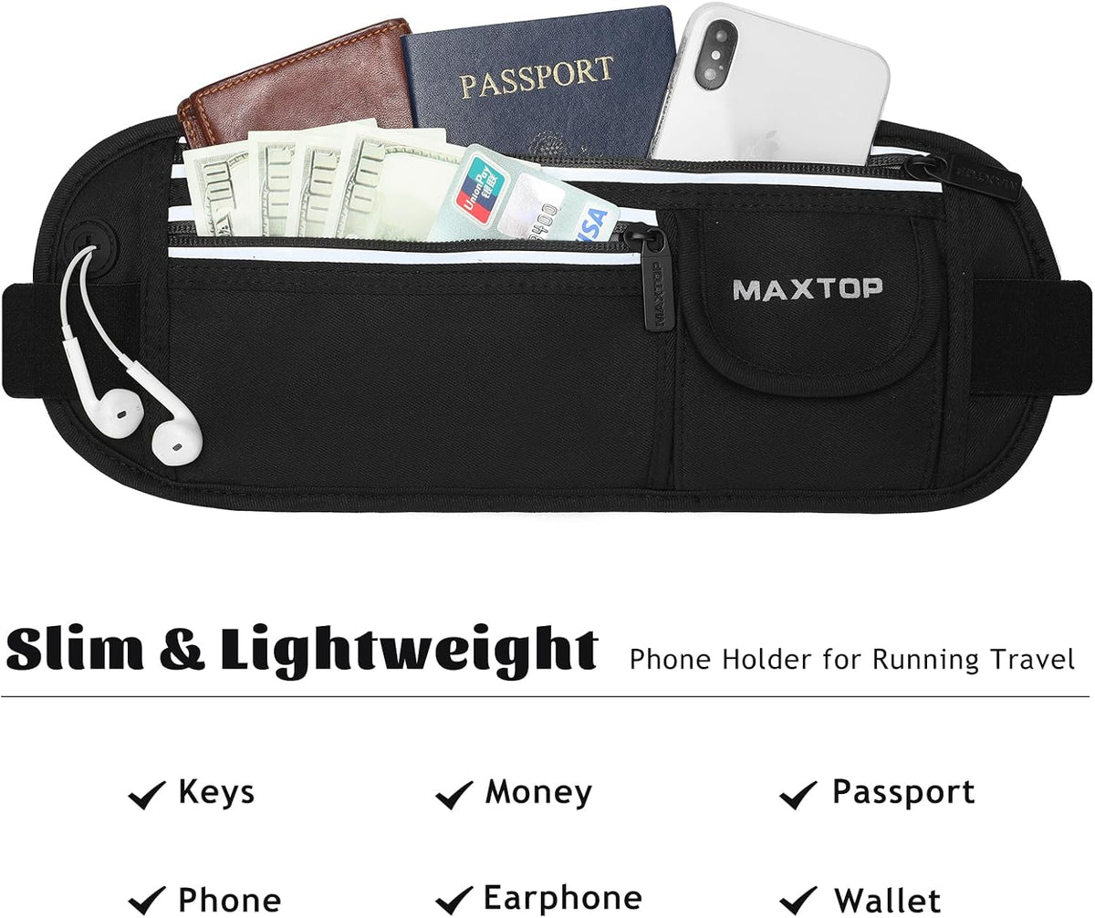 Slim Running Belt Fanny Packs for Women Men, Reflective Waist Pack Phone Holder for Walking Fitness Workout Exercise,Water Resistant Running Travel Belt Bag Jogging Pouch, Gym Accessories for Runner