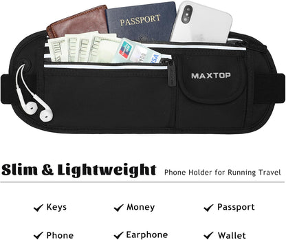 Slim Running Belt Fanny Packs for Women Men, Reflective Waist Pack Phone Holder for Walking Fitness Workout Exercise,Water Resistant Running Travel Belt Bag Jogging Pouch, Gym Accessories for Runner