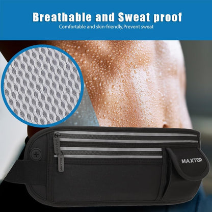 Slim Running Belt Fanny Packs for Women Men, Reflective Waist Pack Phone Holder for Walking Fitness Workout Exercise,Water Resistant Running Travel Belt Bag Jogging Pouch, Gym Accessories for Runner