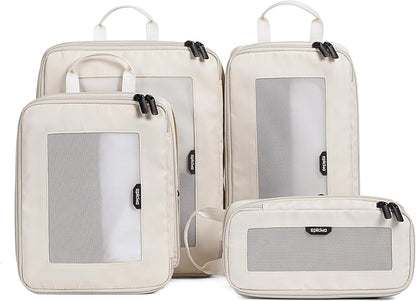 TripCozy Compression Packing Cubes - 6 Set Durable Travel Organizer Bags with Mesh Top, Expandable Travel Accessories for Carry on, Luggage, Suitcase, Backpack (Dark Grey)