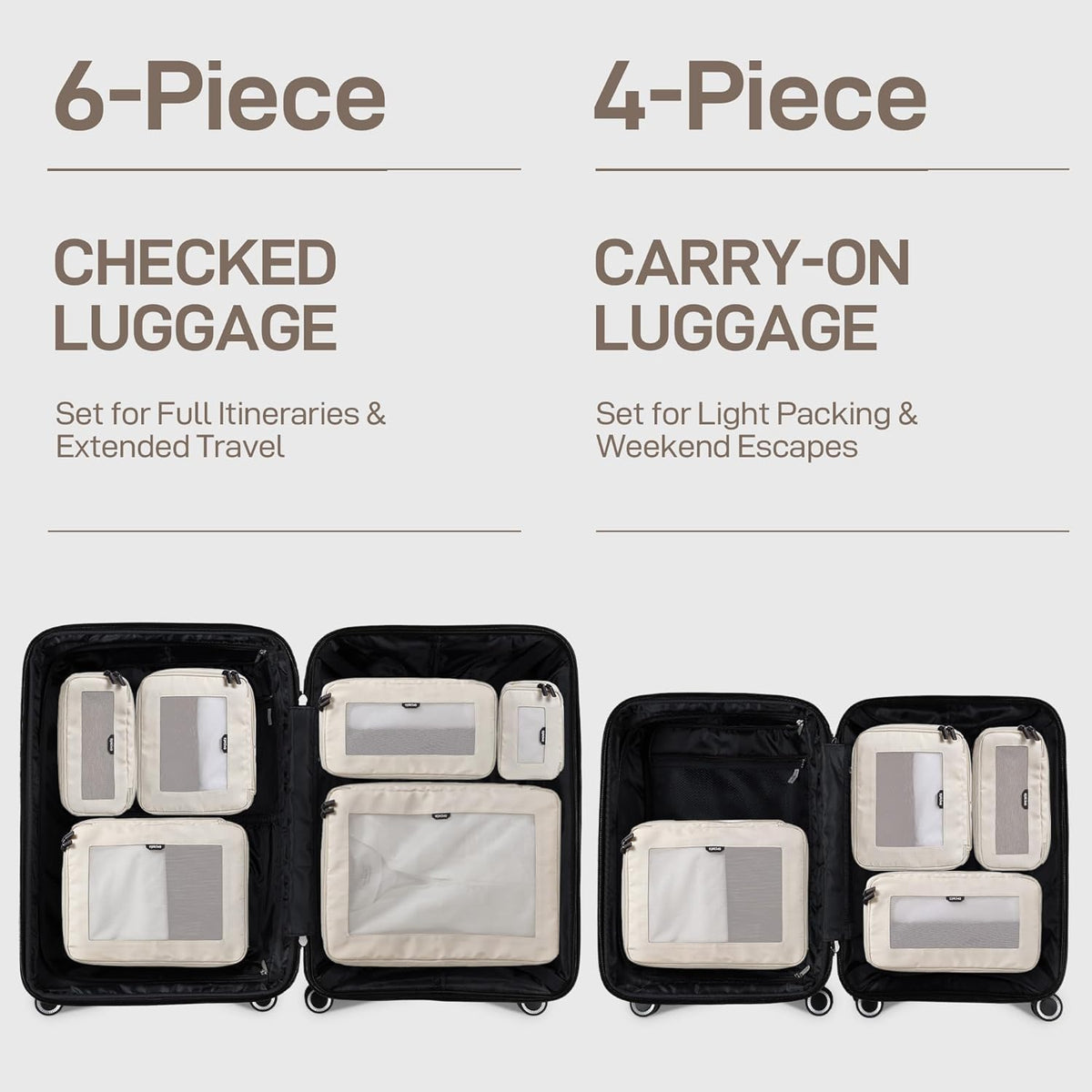 TripCozy Compression Packing Cubes - 6 Set Durable Travel Organizer Bags with Mesh Top, Expandable Travel Accessories for Carry on, Luggage, Suitcase, Backpack (Dark Grey)
