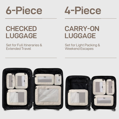 TripCozy Compression Packing Cubes - 6 Set Durable Travel Organizer Bags with Mesh Top, Expandable Travel Accessories for Carry on, Luggage, Suitcase, Backpack (Dark Grey)