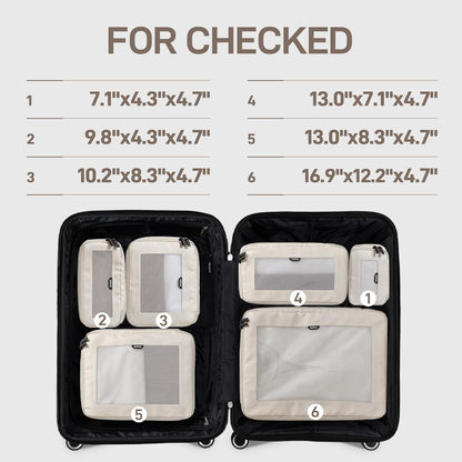 TripCozy Compression Packing Cubes - 6 Set Durable Travel Organizer Bags with Mesh Top, Expandable Travel Accessories for Carry on, Luggage, Suitcase, Backpack (Dark Grey)