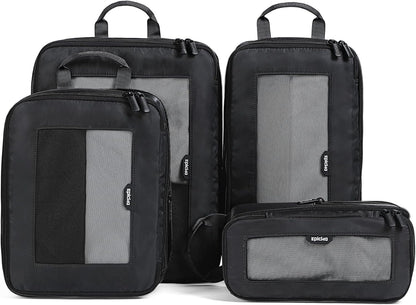 TripCozy Compression Packing Cubes - 6 Set Durable Travel Organizer Bags with Mesh Top, Expandable Travel Accessories for Carry on, Luggage, Suitcase, Backpack (Dark Grey)