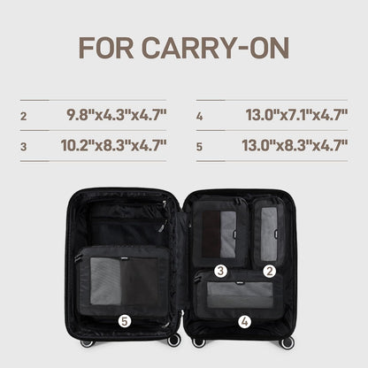 TripCozy Compression Packing Cubes - 6 Set Durable Travel Organizer Bags with Mesh Top, Expandable Travel Accessories for Carry on, Luggage, Suitcase, Backpack (Dark Grey)