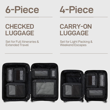 TripCozy Compression Packing Cubes - 6 Set Durable Travel Organizer Bags with Mesh Top, Expandable Travel Accessories for Carry on, Luggage, Suitcase, Backpack (Dark Grey)