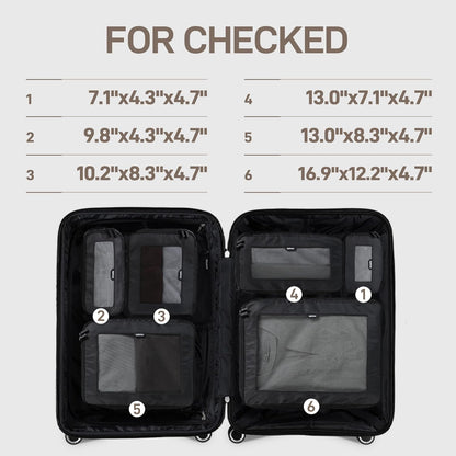 TripCozy Compression Packing Cubes - 6 Set Durable Travel Organizer Bags with Mesh Top, Expandable Travel Accessories for Carry on, Luggage, Suitcase, Backpack (Dark Grey)