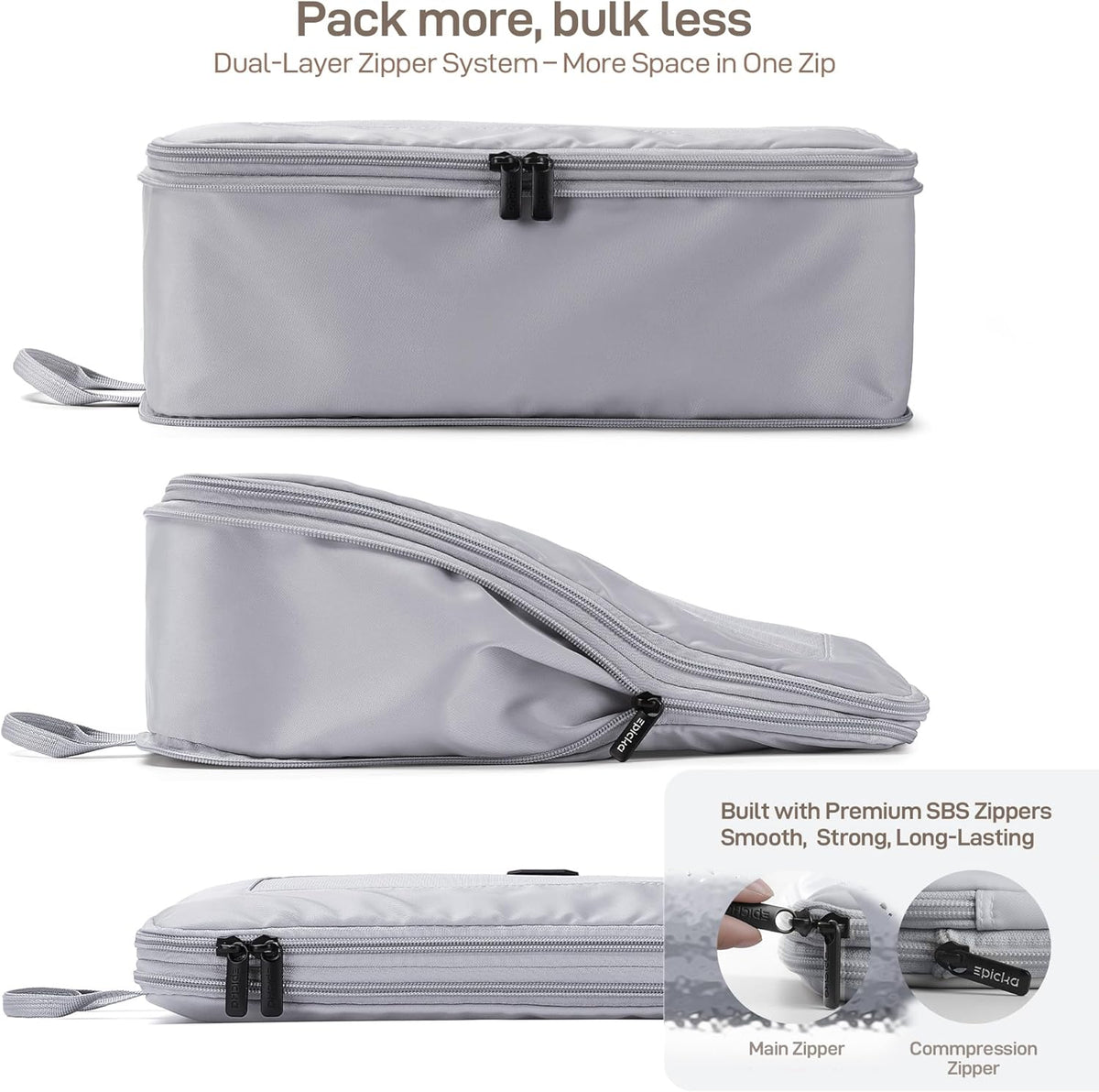 TripCozy Compression Packing Cubes - 6 Set Durable Travel Organizer Bags with Mesh Top, Expandable Travel Accessories for Carry on, Luggage, Suitcase, Backpack (Dark Grey)