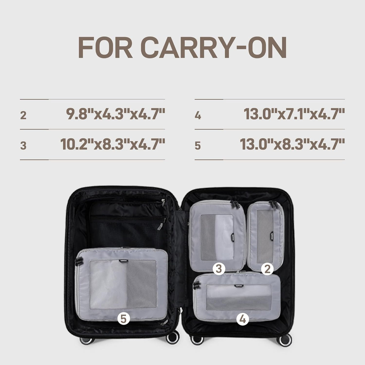 TripCozy Compression Packing Cubes - 6 Set Durable Travel Organizer Bags with Mesh Top, Expandable Travel Accessories for Carry on, Luggage, Suitcase, Backpack (Dark Grey)