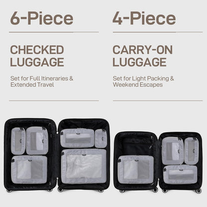 TripCozy Compression Packing Cubes - 6 Set Durable Travel Organizer Bags with Mesh Top, Expandable Travel Accessories for Carry on, Luggage, Suitcase, Backpack (Dark Grey)