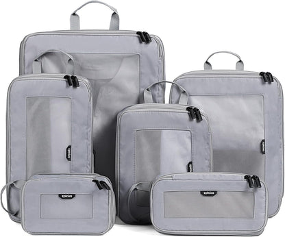 TripCozy Compression Packing Cubes - 6 Set Durable Travel Organizer Bags with Mesh Top, Expandable Travel Accessories for Carry on, Luggage, Suitcase, Backpack (Dark Grey)