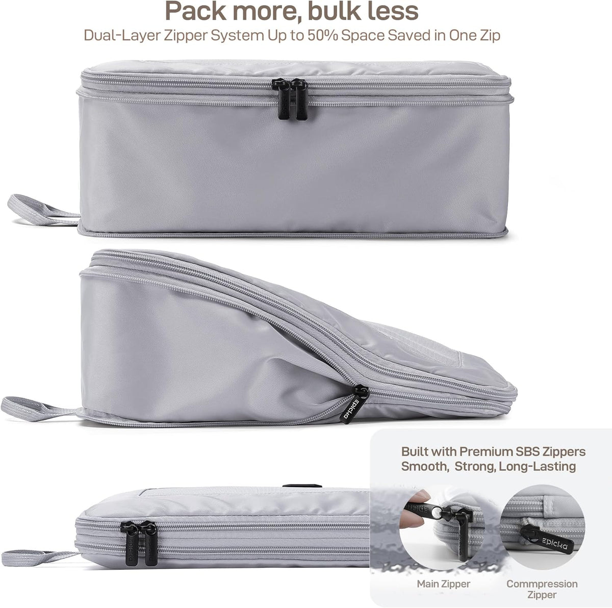 TripCozy Compression Packing Cubes - 6 Set Durable Travel Organizer Bags with Mesh Top, Expandable Travel Accessories for Carry on, Luggage, Suitcase, Backpack (Dark Grey)