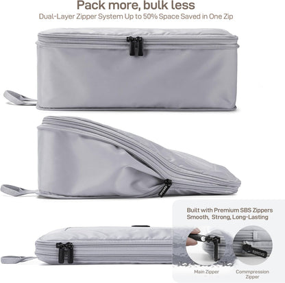 TripCozy Compression Packing Cubes - 6 Set Durable Travel Organizer Bags with Mesh Top, Expandable Travel Accessories for Carry on, Luggage, Suitcase, Backpack (Dark Grey)