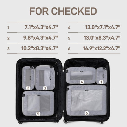 TripCozy Compression Packing Cubes - 6 Set Durable Travel Organizer Bags with Mesh Top, Expandable Travel Accessories for Carry on, Luggage, Suitcase, Backpack (Dark Grey)