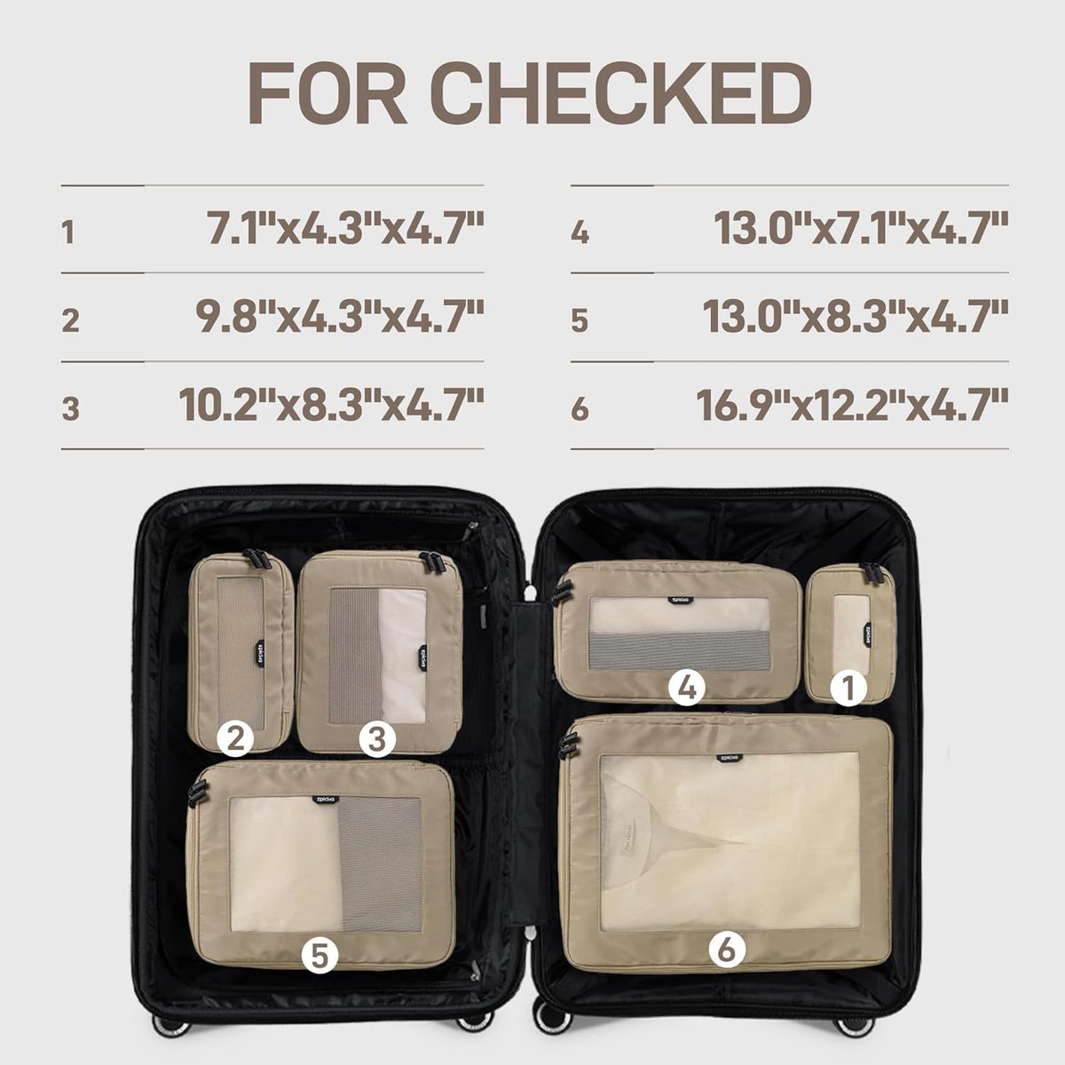 TripCozy Compression Packing Cubes - 6 Set Durable Travel Organizer Bags with Mesh Top, Expandable Travel Accessories for Carry on, Luggage, Suitcase, Backpack (Dark Grey)