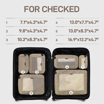 TripCozy Compression Packing Cubes - 6 Set Durable Travel Organizer Bags with Mesh Top, Expandable Travel Accessories for Carry on, Luggage, Suitcase, Backpack (Dark Grey)
