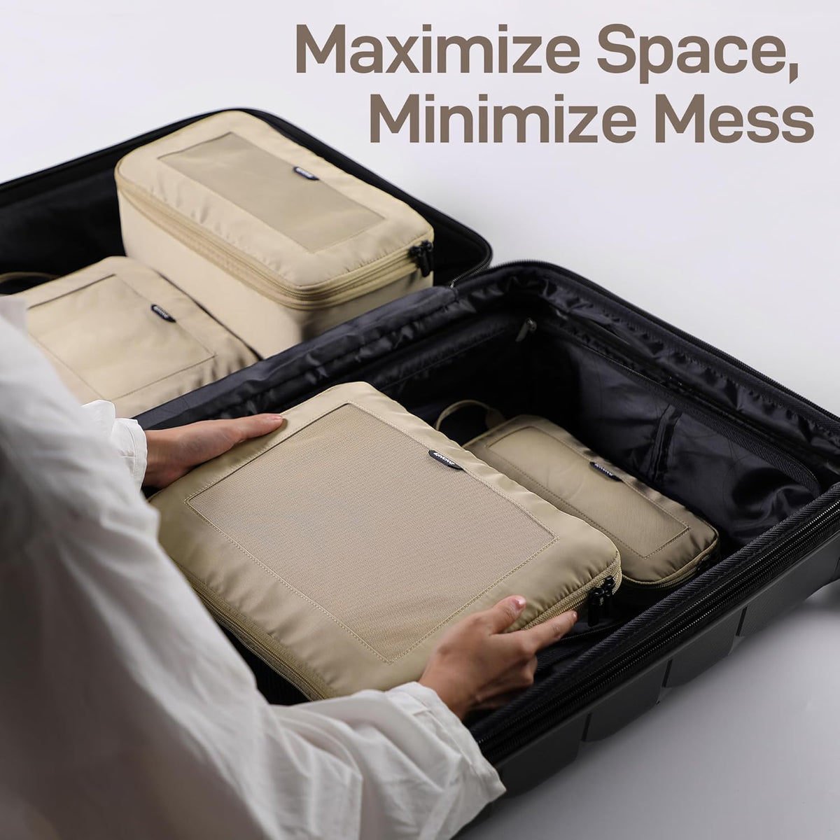 TripCozy Compression Packing Cubes - 6 Set Durable Travel Organizer Bags with Mesh Top, Expandable Travel Accessories for Carry on, Luggage, Suitcase, Backpack (Dark Grey)