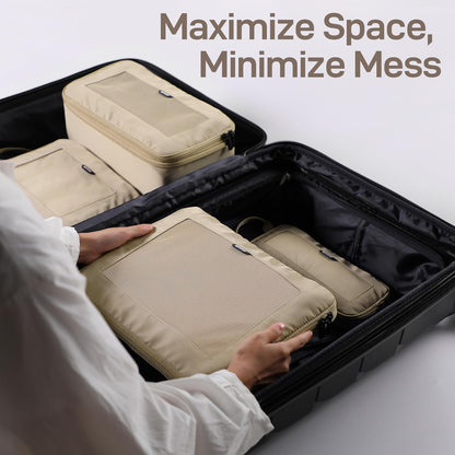 TripCozy Compression Packing Cubes - 6 Set Durable Travel Organizer Bags with Mesh Top, Expandable Travel Accessories for Carry on, Luggage, Suitcase, Backpack (Dark Grey)