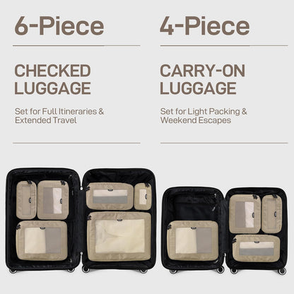 TripCozy Compression Packing Cubes - 6 Set Durable Travel Organizer Bags with Mesh Top, Expandable Travel Accessories for Carry on, Luggage, Suitcase, Backpack (Dark Grey)