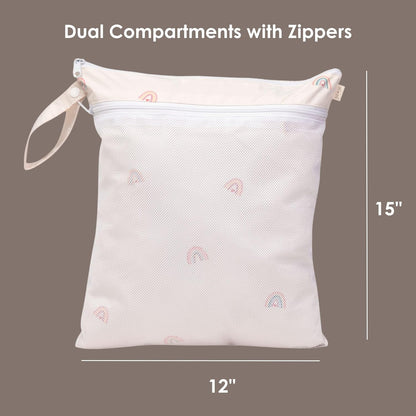 Wet Dry Bag, Dual Compartment, Water Resistant, Baby Gear | Swimwear storage, Stroller attachment, Daycare essentials, Clothing separation, Travel organization, Reusable