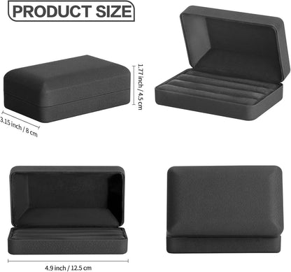 Velet Ring Storage Box, Travel Jewelry Case with 3 Slot Ring Display Organizer (Black)