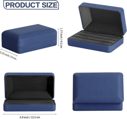 Velet Ring Storage Box, Travel Jewelry Case with 3 Slot Ring Display Organizer (Black)