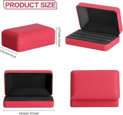 Velet Ring Storage Box, Travel Jewelry Case with 3 Slot Ring Display Organizer (Black)