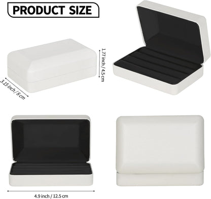 Velet Ring Storage Box, Travel Jewelry Case with 3 Slot Ring Display Organizer (Black)