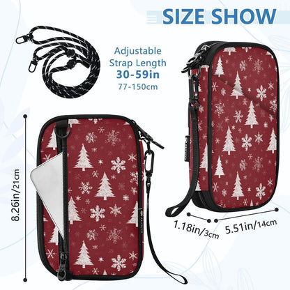 Christmas Tree Snowflake Dark Red Passport Holder Family Passport | for Women Men Rfid Blocking Passport Holders Bag Travel Document Organizer with Zipper