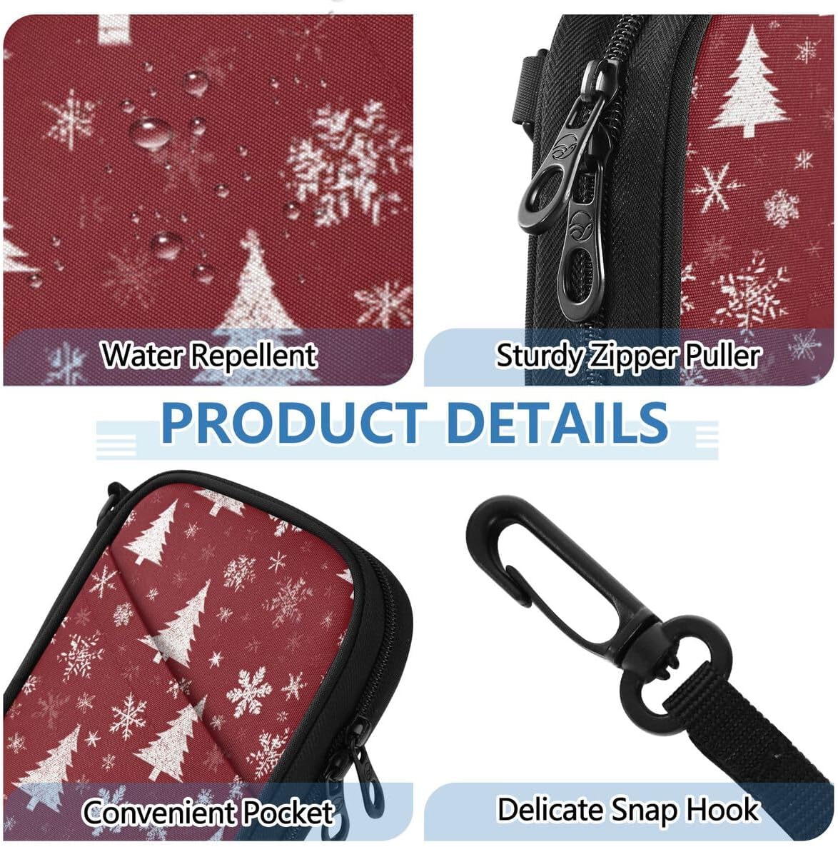 Christmas Tree Snowflake Dark Red Passport Holder Family Passport | for Women Men Rfid Blocking Passport Holders Bag Travel Document Organizer with Zipper