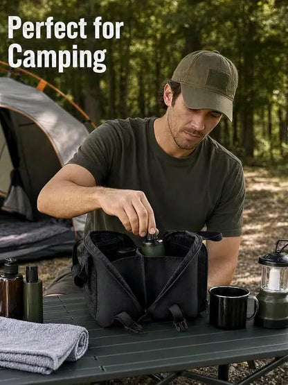 Toiletry Bag for Men, Hanging Travel Toiletry Bag with Modular Webbing, Shower Bag for Business Trip Camping, Men‘s Toiletry Travel Bag, Bathroom Travel Organizer,Tactical Organizer Black