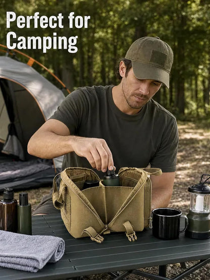Toiletry Bag for Men, Hanging Travel Toiletry Bag with Modular Webbing, Shower Bag for Business Trip Camping, Men‘s Toiletry Travel Bag, Bathroom Travel Organizer,Tactical Organizer Black