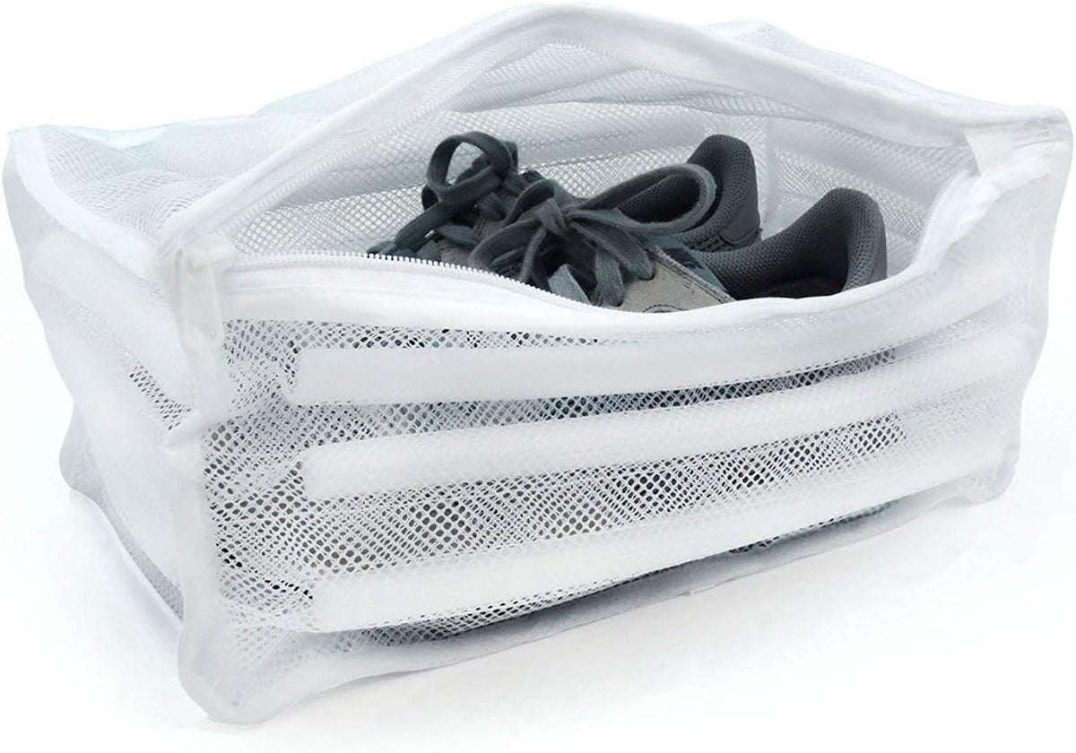 White Padded Mesh Laundry Bag Premium Zipper Heavy Duty Storage For Men Trainers,Running Shoes In Washing Machine Durable Washing Or Drying Sneakers,Underwear,Bra,Blouse,Clothing Rectangle