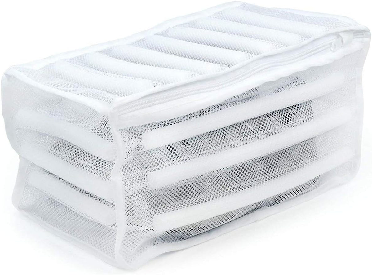 White Padded Mesh Laundry Bag Premium Zipper Heavy Duty Storage For Men Trainers,Running Shoes In Washing Machine Durable Washing Or Drying Sneakers,Underwear,Bra,Blouse,Clothing Rectangle